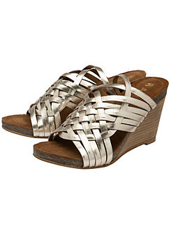 Ravel Gold Leather Troon Wedges