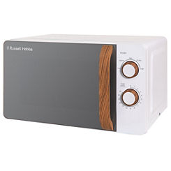 Russell Hobbs 700W 17L Scandi Compact Manual Microwave with Wooden Effect Handle RHMM713 - White