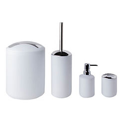 Sabichi Essentials White Toilet Brush, Bin, Soap Dispenser and Toothbrush Holder Set