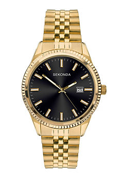 Sekonda Men’s King Gold Stainless Steel Bracelet with Black Dial Watch