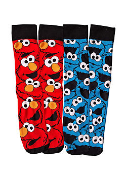Sesame Street Mens Cookie Monster 2Pk Slipper Socks