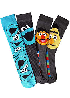 Sesame Street Pack of 4 Men’s ’Bert’ & ’Ernie’ & ’Cookie’ Monster Socks