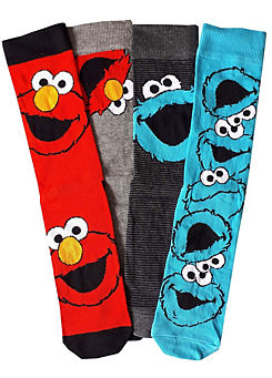 Sesame Street Pack of 4 Men’s ’Elmo’ & ’Cookie’ Monster Socks