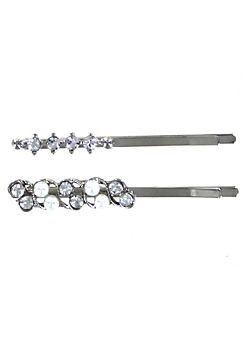 Set of 2 Delicate Stone & Pearl Hair Pins