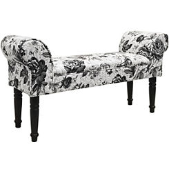 Shabby Chic Black Rose Fabric Chaise Seat