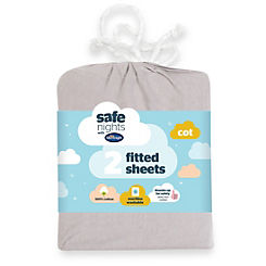 Silentnight Safe Nights Pack of 2 Cot 100% Cotton Fitted Sheets