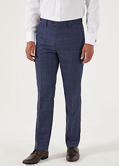 Skopes Anello Blue Check Tailored Fit Suit Trousers