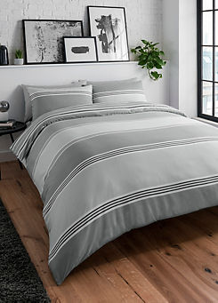 Sleepdown Grey Banded Stripe Duvet Cover Set