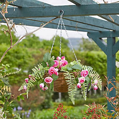 Smart Garden Faux Decor Pink Perfection Faux Hanging Basket