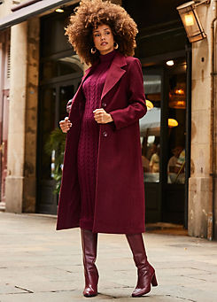 Sosandar Burgundy Premium Longline Wool Mix Coat