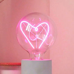 Steepletone LED Filament Text Light Bulb Pink Heart