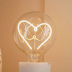 Steepletone LED Filament Text Light Bulb White Heart