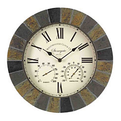 Stonegate Slate Effect Wall Clock & Thermometer