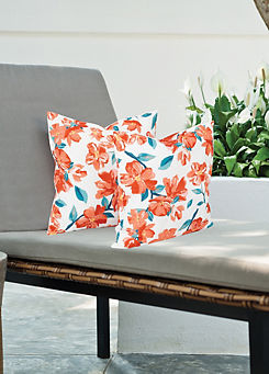 Streetwize Pair Red Leaf Tropical Cushions
