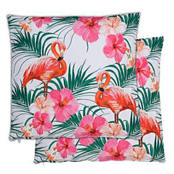 Streetwize Pair of Flamingo Palm Print Scatter Cushions