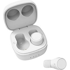 Streetz True Wireless Stay-In-Ear, Dual Earbuds, Charge Case - White