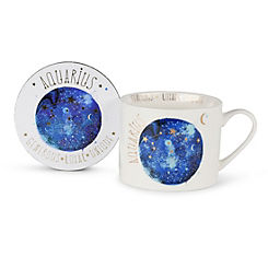 Summer Thornton ’Aquarius Star Sign’ Mug & Coaster Gift Set