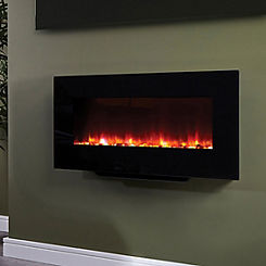 Suncrest Santos 38in Wall Mounted Black Glass Electric Fire