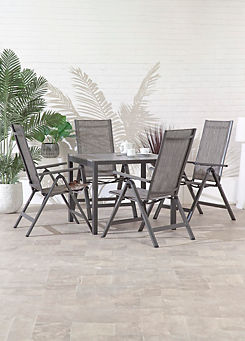 Suntime Adrano 90cm Table & 4 Recliner Chair Dining Set