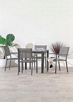 Suntime Adrano 90cm Table & 4 Stacking Chair Dining Set