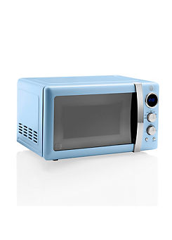 Swan SM22030LBLN Retro 20L LED Digital Microwave 800W - Retro Blue
