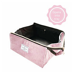 The Flat Lay Co. Pink Velvet Open Flat Makeup Box Bag