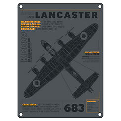 The Original Metal Sign Company The Lancaster Bomber - Technical Image Featuring the 683 Squadron - World War Two Metal Sign for the Home