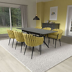 Timor Black Extendable Table & 6 Pandora Chairs