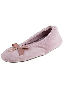 Totes Isotoner Ladies Dusky Pink Terry Ballerina Slippers