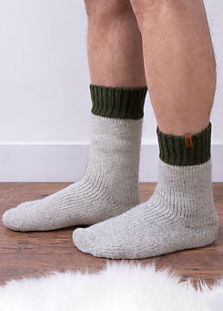 Totes Mens Chunky Thermal Wool Blend Slipper Socks