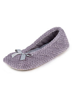 Totes Popcorn Pale Grey Terry Ballet Slippers