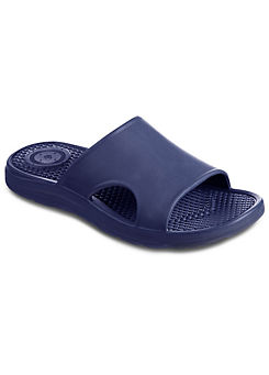 Totes SOLBOUNCE Mens Vented Slider Sandals in Navy