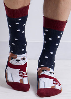 Totes Toasties Mens Chistmas Original Dog Slipper Socks