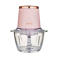 Tower Cavaletto 1L Glass Bowl Chopper T12058PNK - Marshmallow Pink and Rose Gold