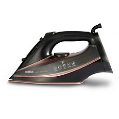 Tower CeraGlide Steam Iron with Ceramic Sole Plate T22013 - Rose Gold and Black