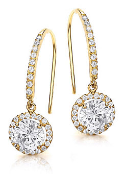 Tuscany Gold 9CT Yellow Gold Round CZ Drop Earrings