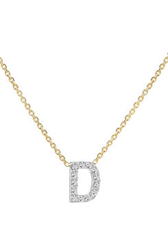 Tuscany Gold 9ct 2-Colour Gold 0.005ct Diamonds Mini Initial Necklace