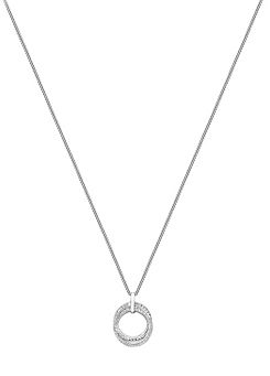 Tuscany Gold 9ct White Gold Cubic Zirconia 15.4mm x 21.4mm Linked-Rings Pendant & 18inch