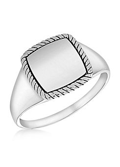 Tuscany Silver Sterling Silver Twist-Edge Square Signet Ring