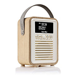 View Quest VQ Portable Retro Mini DAB & DAB+ Digital Radio Alarm Clock - Oak