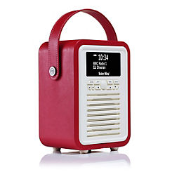 View Quest VQ Portable Retro Mini DAB & DAB+ Digital Radio Alarm Clock - Red