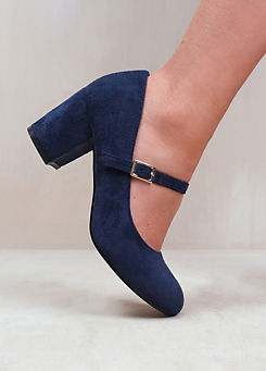 Where’s That From Araceli Navy Extra Wide Fit Block Heel Mary Jane