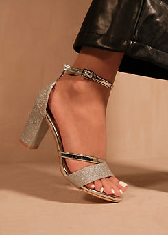 Where’s That From Perla Silver Glitter Heeled Sandals