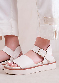 Where’s That From Phoenix Cream Buckle Flat Sandals