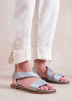 Where’s That From Studio Silver Threaded Strap Flat Sandals