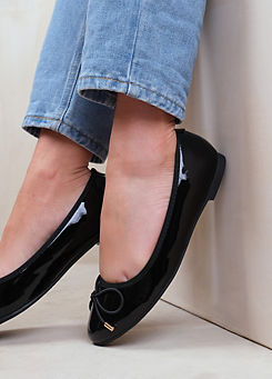 Where’s That From Tallulah Black Patent Wide Fit Ballerinas