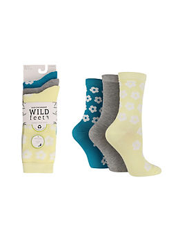 Wild Feet Pack of 3 Womens Jacquard Socks
