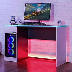 X Rocker Carbon-Tek Desk with Wireless Charging & Neo Fiber Led