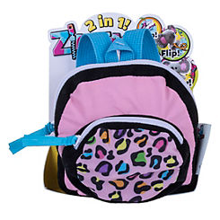 Zipstas Babies 2-in-1 Reversible Girls Backpack To Leopard Soft Toy