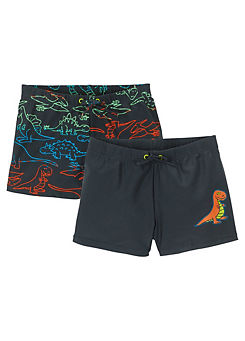 bonprix Boys Pack of 2 Dino Print Swim Shorts